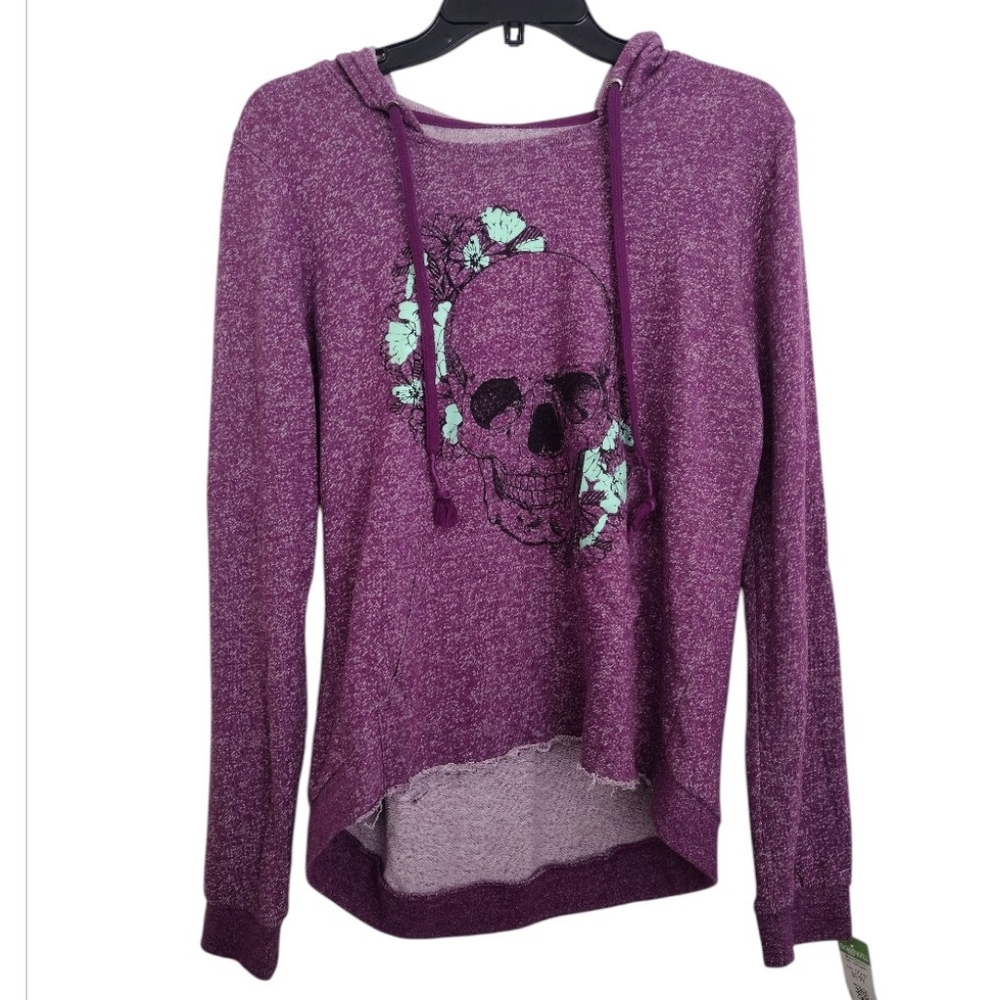 Volcom Purple Skull Graphic Women's Hoodie Size Large